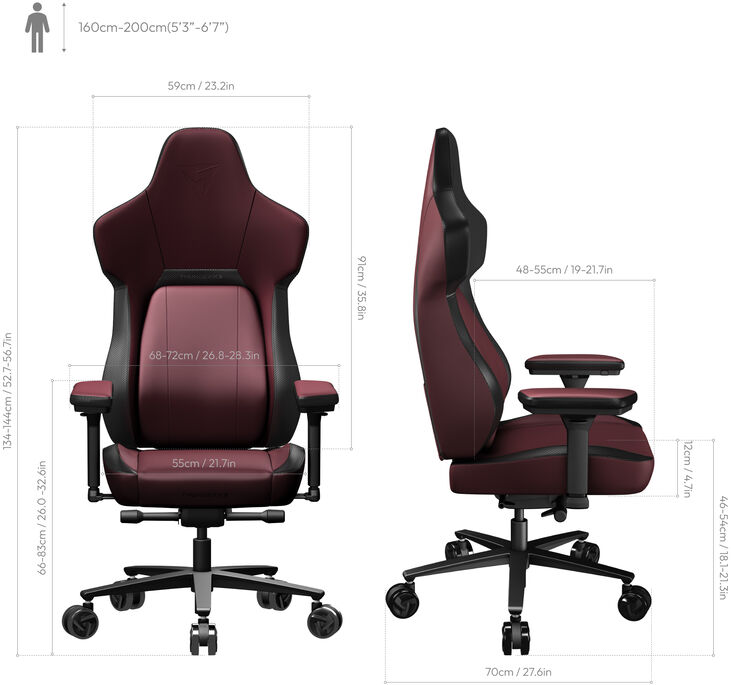 Silla Gaming ThunderX3 Core, Apoio lombar 360 graus - Modern Red image number 9