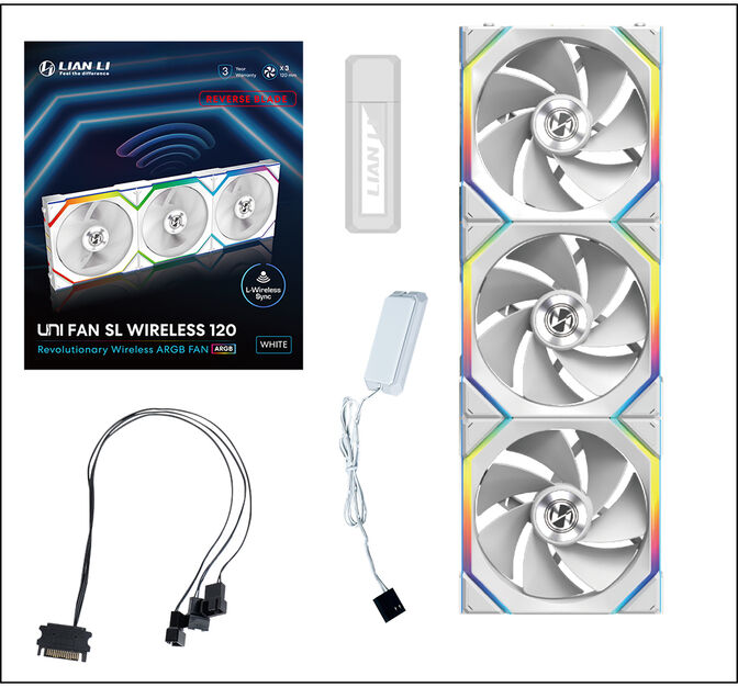 Ventilador Lian Li UNI FAN SL120 Wireless RGB Reverse Blade PWM Blanco 120mm (Pack 3) image number 3