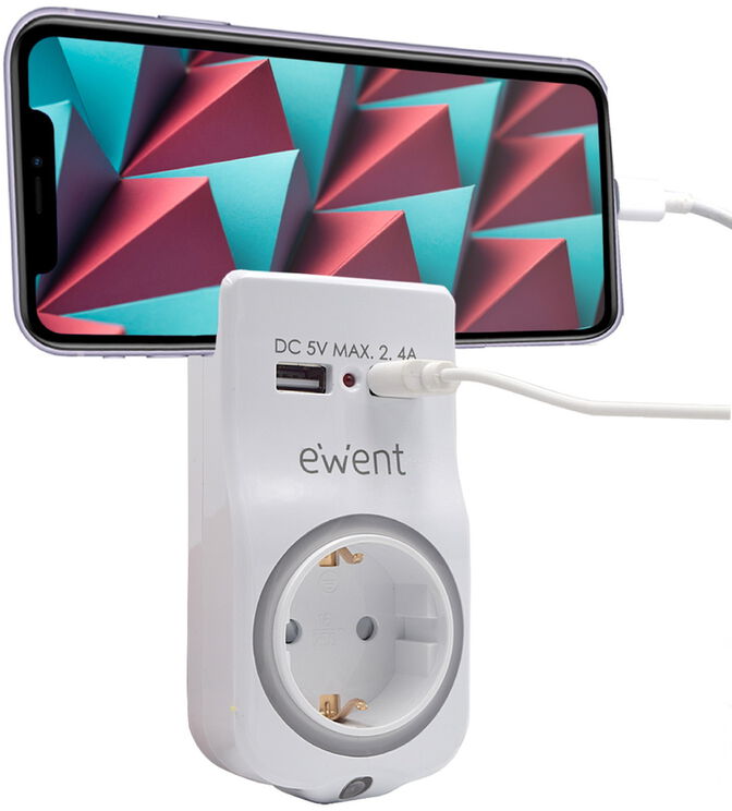 Cargador de Tomas Ewent USB 4 em 1 2.4A (12W) c/Shuko image number 0