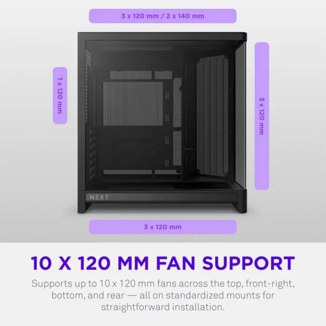 Torre ATX NZXT H6 RGB+ Negro Cristal Templado image number 5