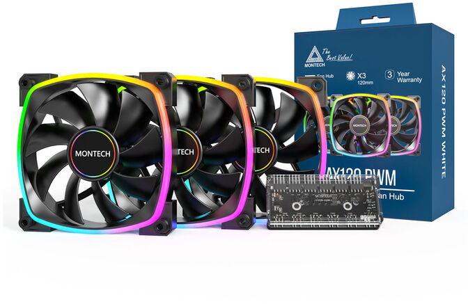 Ventilador Montech AX120 PWM ARGB PWM 120mm Negro (Pack 3) image number 0