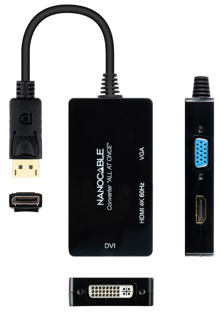Adaptador NanoCable DisplayPort para HDMI / DVI / VGA 20 CM Negro image number 2