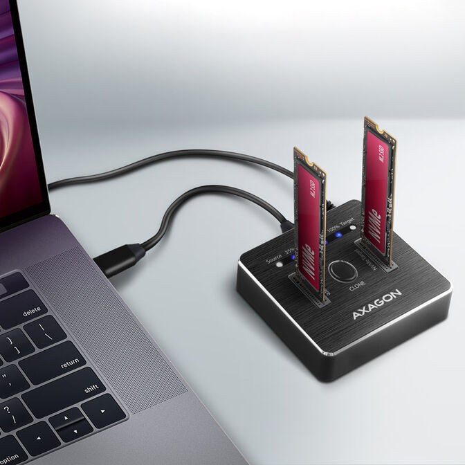 CLONE DUAL SDD Dock Station AXAGON ADSA-M2C USB-C 3.2 Gen2 - 2x NVMe image number 3