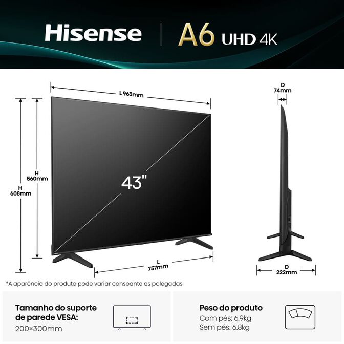 Televisor Hisense 43A6Q 43" LED UltraHD 4K VIDAA image number 1