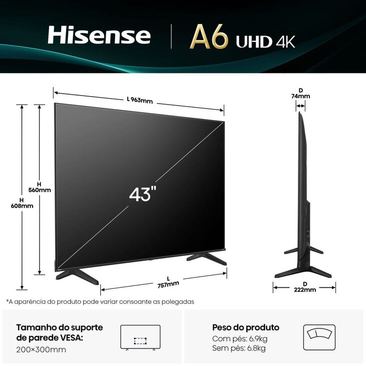 Televisor Hisense 43A6Q 43" LED UltraHD 4K VIDAA image number 1