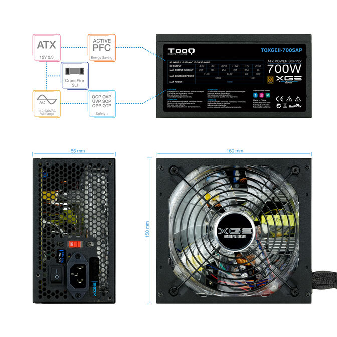 Fuente Alimentaci&oacute;n Tooq Xtreme Gaming Energy II 700W 80+ Bronze c/LED image number 11