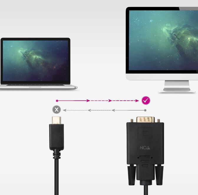Cable Conversor Nanocable USB-C > VGA 1.8 M Negro image number 5