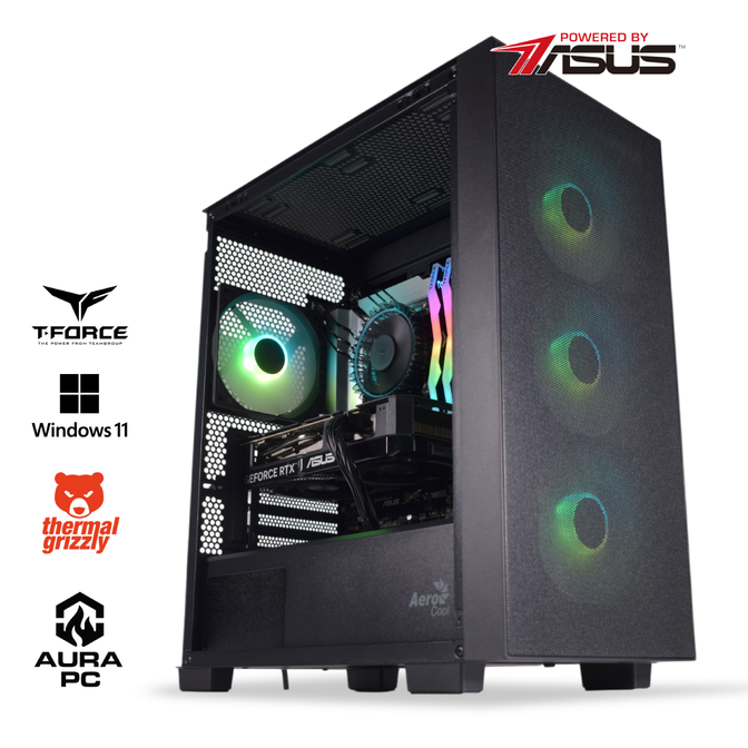 Ordenador AURA Gamer-PC Powered by ASUS Intel i5 14400F 32GB DDR5 1TB RTX 5060 Ti 16GB WiFi W11 Bonus