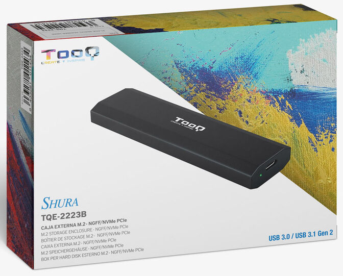 Caja Externa SSD Tooq M.2 NGFF/NVMe SSD - USB 3.1 Gen 2 Negro image number 2
