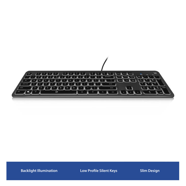 Teclado Ewent EW3270 Silent Retroiluminado PT Preto image number 1