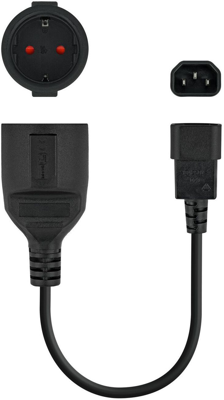 Cable Adaptador de Alimentación Nanocable C14 p/ Schuko 0.5 M Negro image number 1