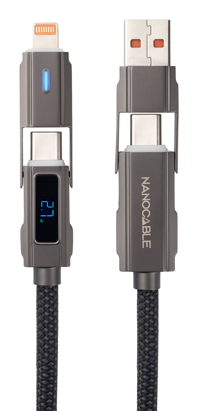 Cable USB 2.0 27W c/ Display Nanocable USB-C/USB-A/M > Lightning/USB-C/M 1 M image number 0