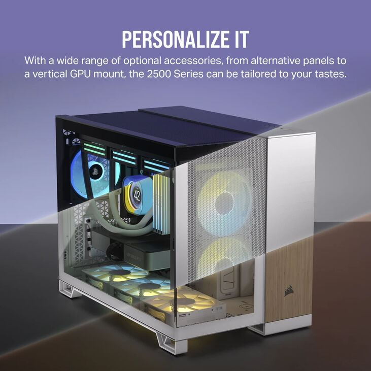 Torre Micro-ATX Corsair 2500X LINK Blanco Cristal Templado image number 2