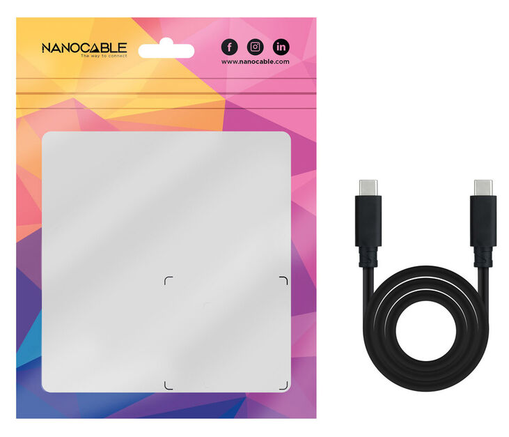 Cable USB-C 3.1 Gen2 Nanocable 10Gbps 5A 4K/60Hz 0.5 M Negro image number 3