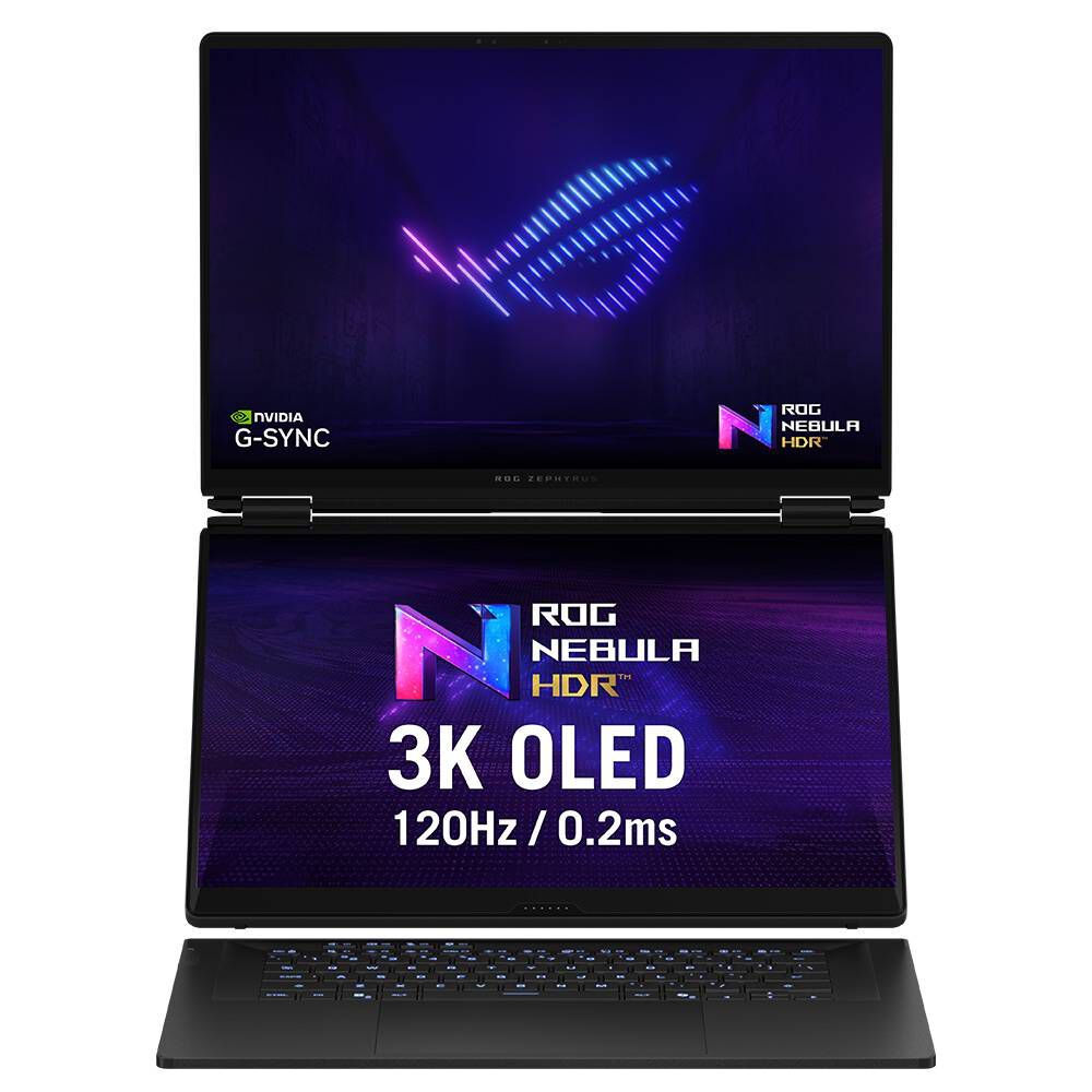 Port&aacute;til ASUS ROG Zephyrus Duo GX651AX 2x16" Ultra 9 386H 64GB DDR5 2TB RTX 5090 OLED 3K Touch 120Hz W11 + Rato + Mochila