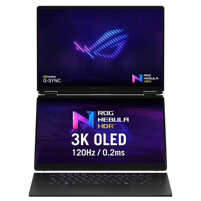 ASUS ROG Zephyrus Duo GX651AX-U94B59PB1 Intel Core Ultra 9 386H H&iacute;brido (2-en-1) 40,6 cm (16") Pantalla t&aacute;ctil 3K 64 GB LPDDR5x-SDRAM 2 TB SSD NVIDIA GeForce RTX 5070 Ti Wi-Fi 7 (802.11be) Windows 11 Home Portugu&eacute;s Gris Bonus