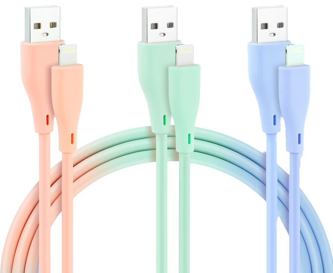 Cabos Lightning Nanocable Lightning para USB A/M 1M (Pack 3 - Rosa, Azul y Verde) image number 1