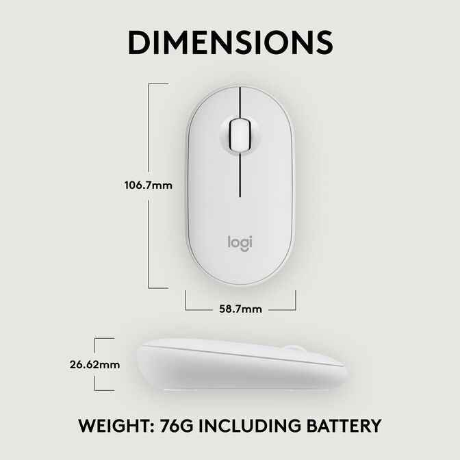 Rat&oacute;n Logitech Pebble 2 M350s Bluetooth Blanco image number 8