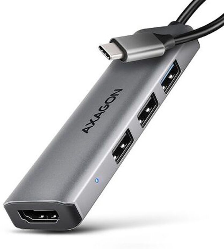 HUB AXAGON HMC-H3A 3x USB-A (2x USB2.0, 1x USB3.0) + HDMI 4K 30Hz, 3.2 Gen 1 , metal, 15cm USB-C cable image number 0