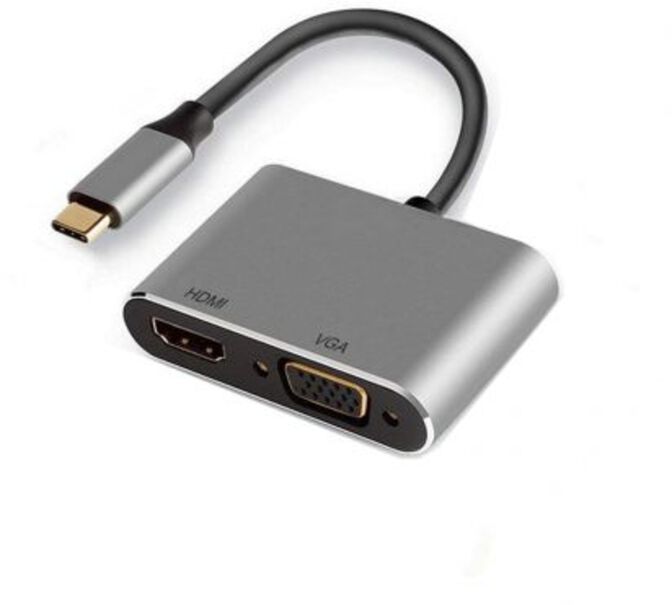 Adaptador Gigabit Ewent USB-C (Dual Display) para HDMI y VGA image number 0