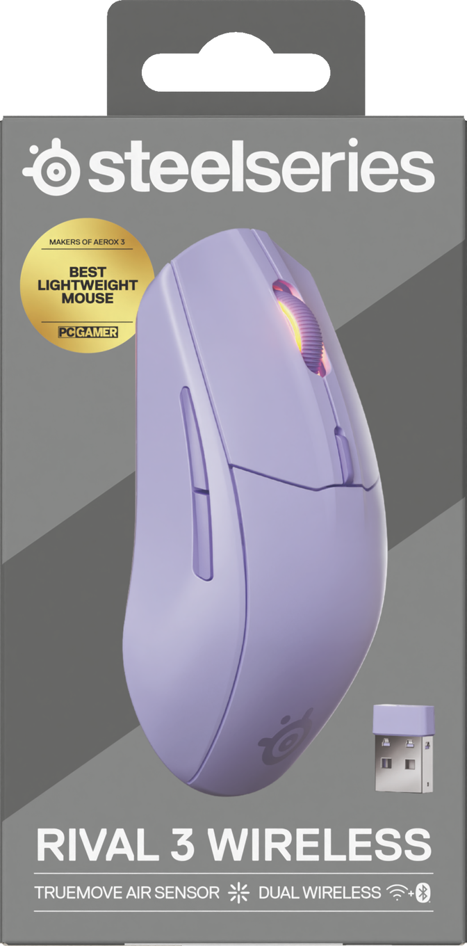 Rat&oacute;n Steelseries Rival 3 Wireless Gen2 Lavanda image number 8