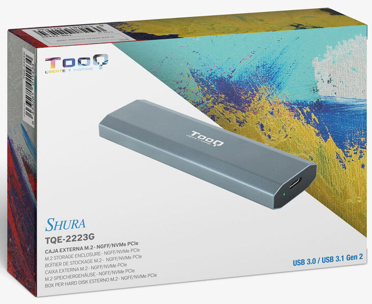 Caja Externa SSD Tooq M.2 NGFF/NVMe SSD - USB 3.1 Gen 2 Gris image number 1