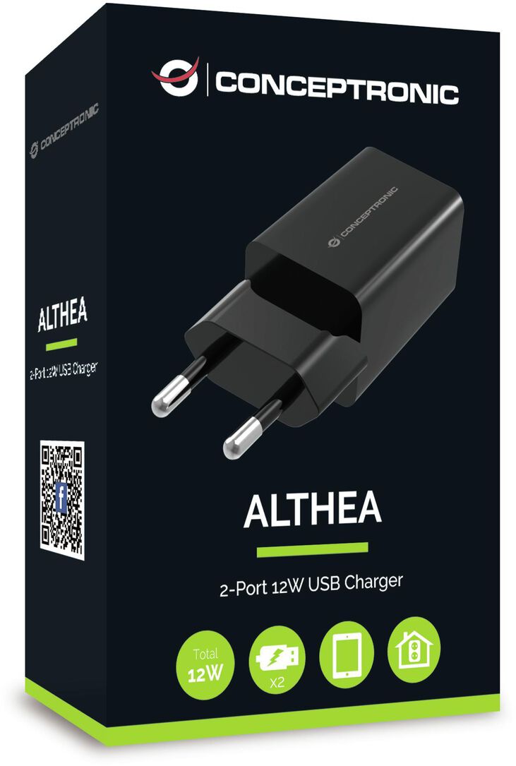 Cargador Conceptronic Althea06B 2 Puertas 12W USB image number 2