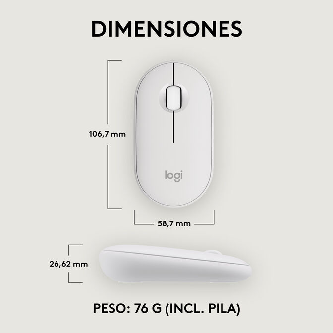 Rat&oacute;n Logitech Pebble 2 M350s Bluetooth Blanco image number 17