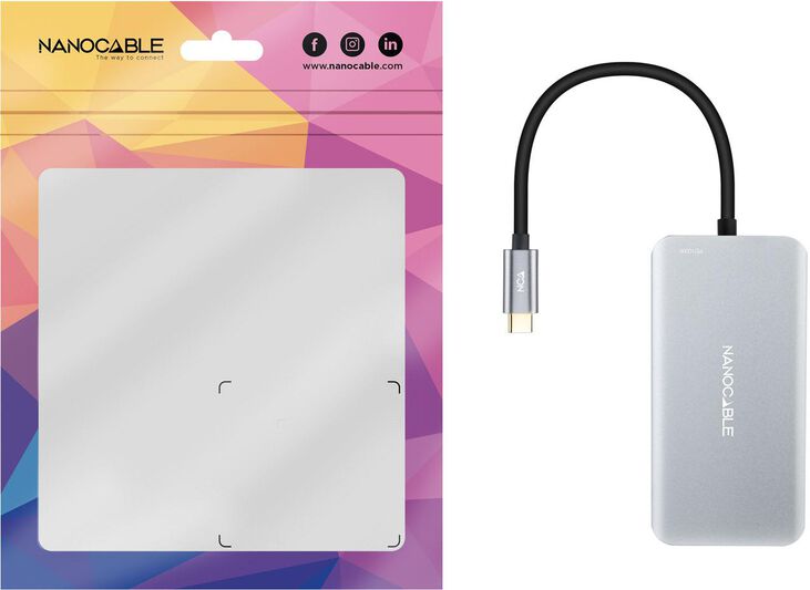 Hub USB-C Nanocable 3x USB-A + USB-C + USB-C PD (100W) 15 CM Aluminio image number 2