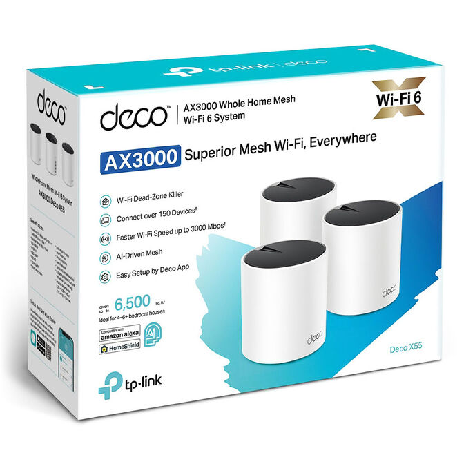 Sistema Mesh TP-Link Deco X55 AX3000 Whole-Home Mesh Wi-Fi 6 System (Pack 3) image number 4