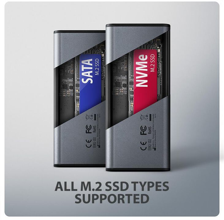 Caja Externa AXAGON EEM2-SD2 para M.2/SSD C/ Display USB-C 3.2 Gen2 - Silver image number 4