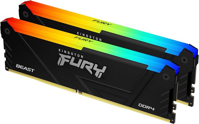 Kingston Kit 16GB (2 x 8GB) DDR4 3200MHz FURY Beast RGB 1R CL16 image number 0
