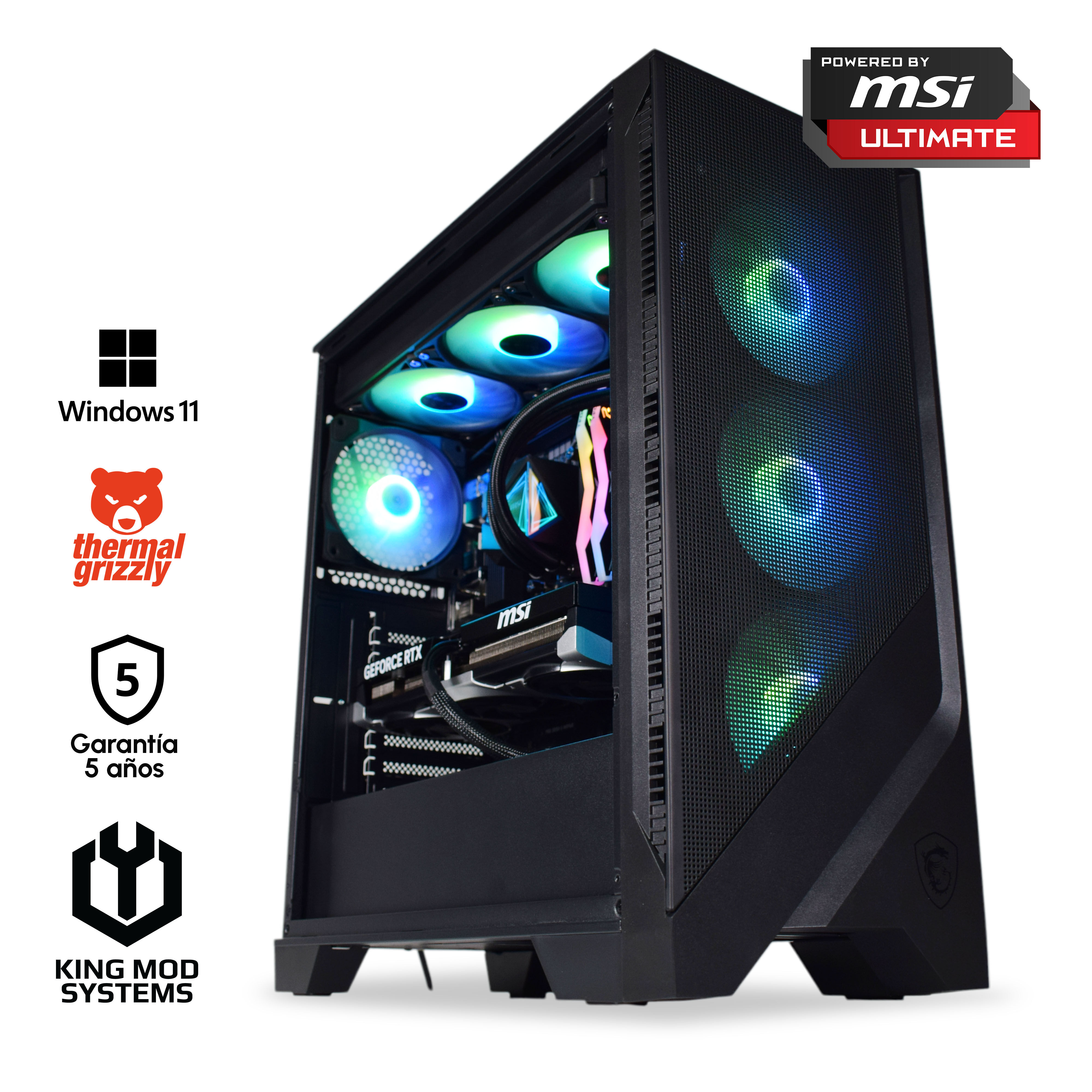 Ordenador King Mod Gamer-PC Powered by MSI Ryzen 7 9800X3D 32GB DDR5 2TB RTX 5080 WiFi W11