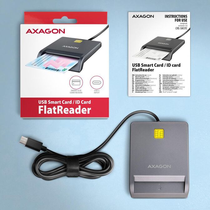 Lector de Tarjetas AXAGON CRE-SM3TC USB-C Smart card FlatReader image number 4