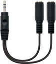 Cable de Divis&atilde;o Audio NanoCable Jack 3,5/M - 2x Jack 3,5/F 15 CM Negro image number null