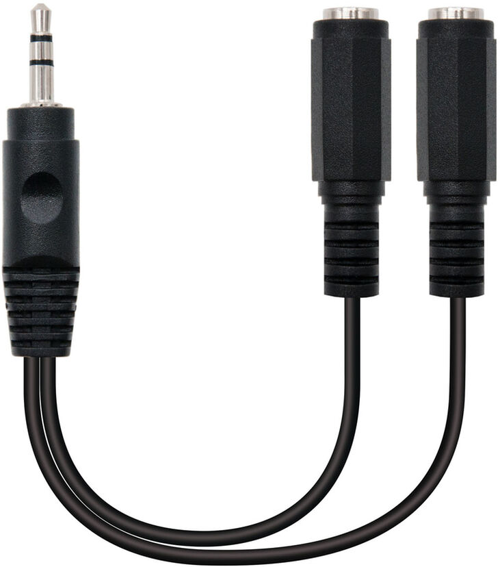 Cable de Divisão Audio NanoCable Jack 3,5/M - 2x Jack 3,5/F 15 CM Negro image number 0