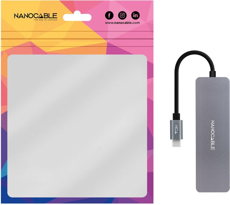 Hub USB-C Nanocable 3x USB 3.0 Type A + 1x USB-C 10 CM Gris image number 1