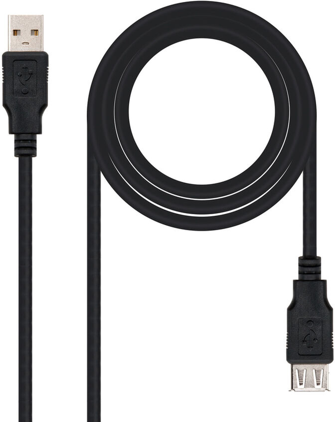 Cable USB 2.0 Nanocable USB-A M/F 3 M Negro image number 0