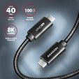 Cable de cargamento AXAGON BUCM432-CM10AB USB-C <-> USB-C, USB4 Gen 3&times;2, 1m, PD 100W, 8K HD, ALU, braid, Negro image number null