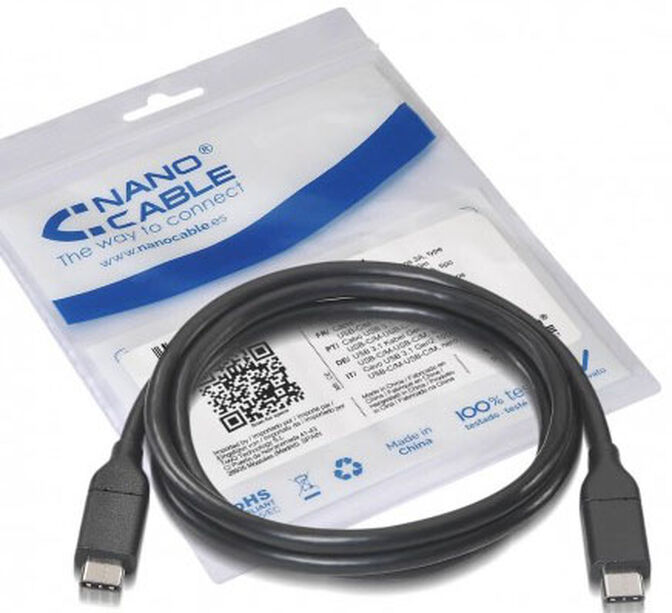 Cable USB 3.1 GEN2 10Gbps 5A Nanocable USB-C M/M 1.0 M Negro image number 3