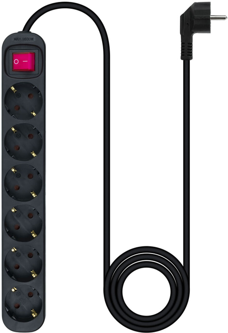 Regleta NanoCable 6 Tomas com switch 1.4 M Negro image number 1