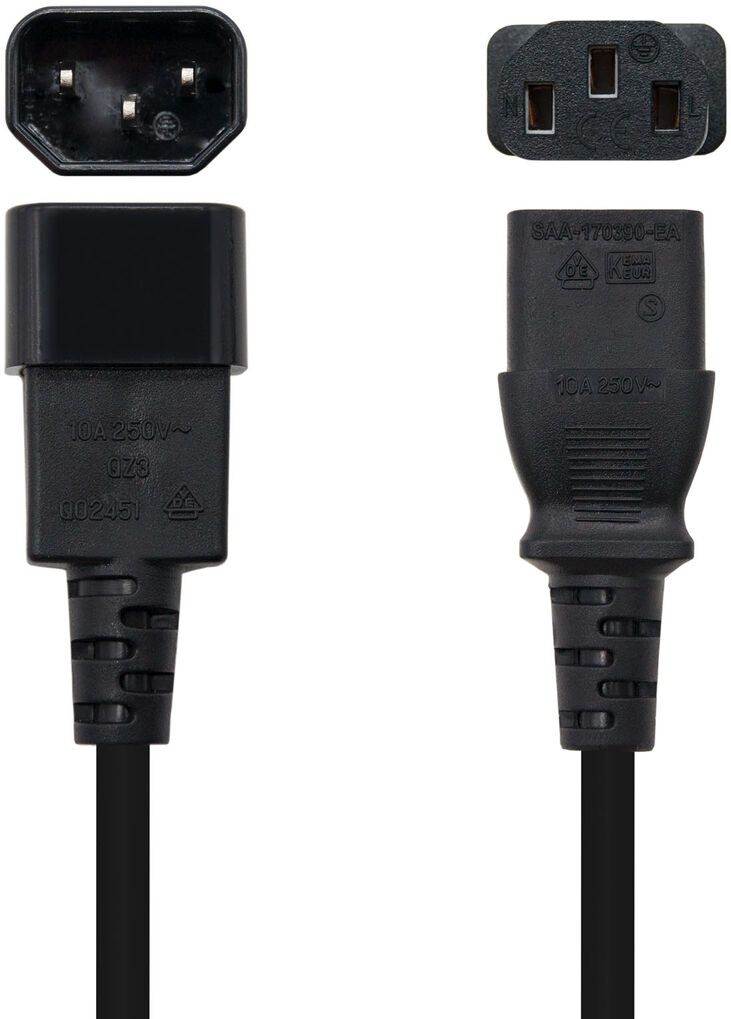 Cable de Alimentación Nanocable C13/F-C14/M 3M Negro image number 1