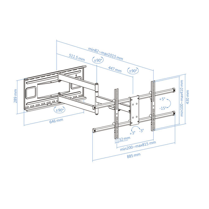 Soporte de Pared Tooq Tilt 43" a 80" Max. 50kg Negro image number 14