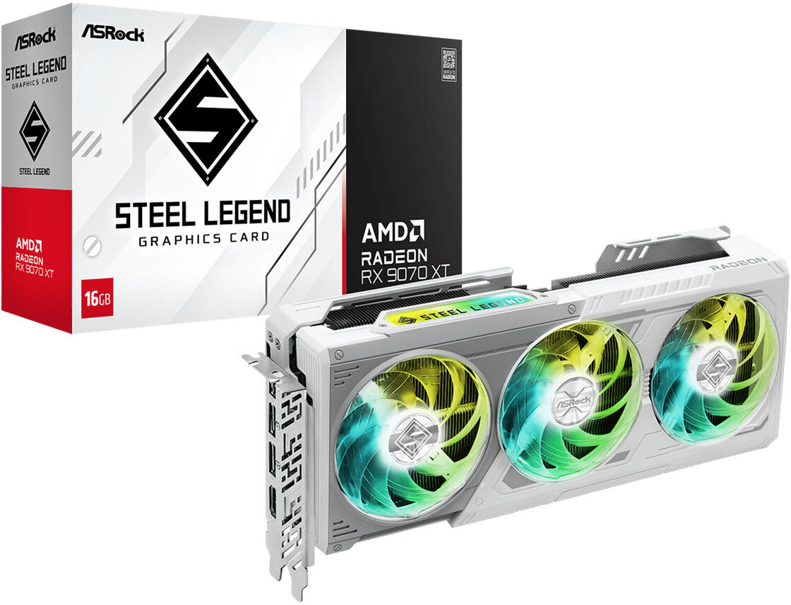 Tarjeta Gr&aacute;fica ASRock Radeon RX 9070 XT Steel Legend OC 16GB GDDR6
