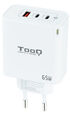 Cargador GaN Tooq 2xUSB-C/PD 65W + USB-A/QC 65W image number null