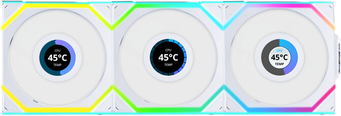 Ventilador Lian Li UNI FAN SL120 LCD Wireless RGB PWM Blanco 120mm (Pack 3) image number 0