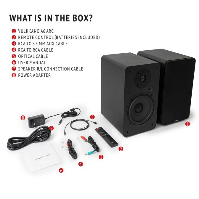 Altavoces Hi-Fi Vulkkano A6 ARC 80W Bluetooth HDMI ARC Negros image number 4