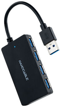 Hub USB 3.0 NanoCable 4x USB 3.0 USB-A/M-USB 3.0/F 15 CM Negro Hub USB 3.0 NanoCable 4x USB 3.0 USB-A/M-USB 3.0/F 15 CM Negro