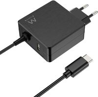 Cargador de Portátil Ewent USB-C + 1-Puerta USB-A PD 65W Negro