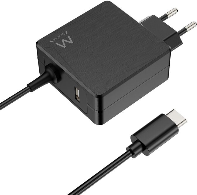 Cargador de Port&aacute;til Ewent USB-C + 1-Puerta USB-A PD 65W Negro image number 0
